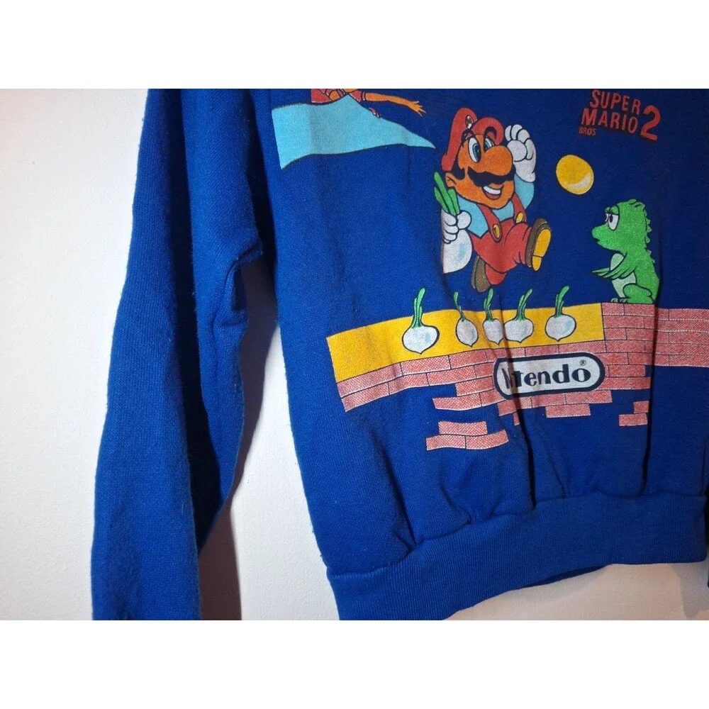 Vintage Wormser 1988 Rare Super Mario Bros 2 Blue Pajama Sleepwear (Size 6-7)
